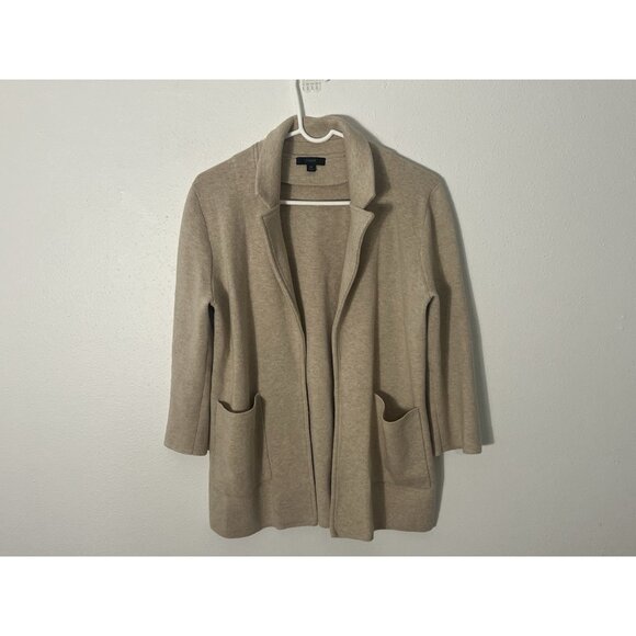 J. Crew Tan Beige Merino Wool Blend Open Blazer Size XS Pockets - Picture 1 of 14